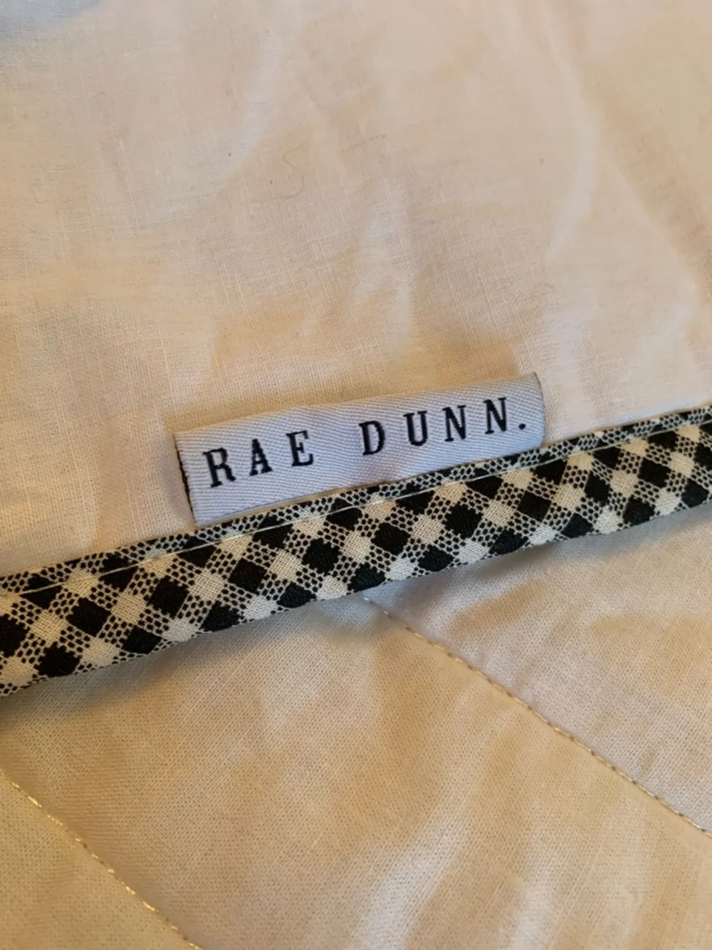 Rae Dunn SLEEP King size White and Gingham Quilt